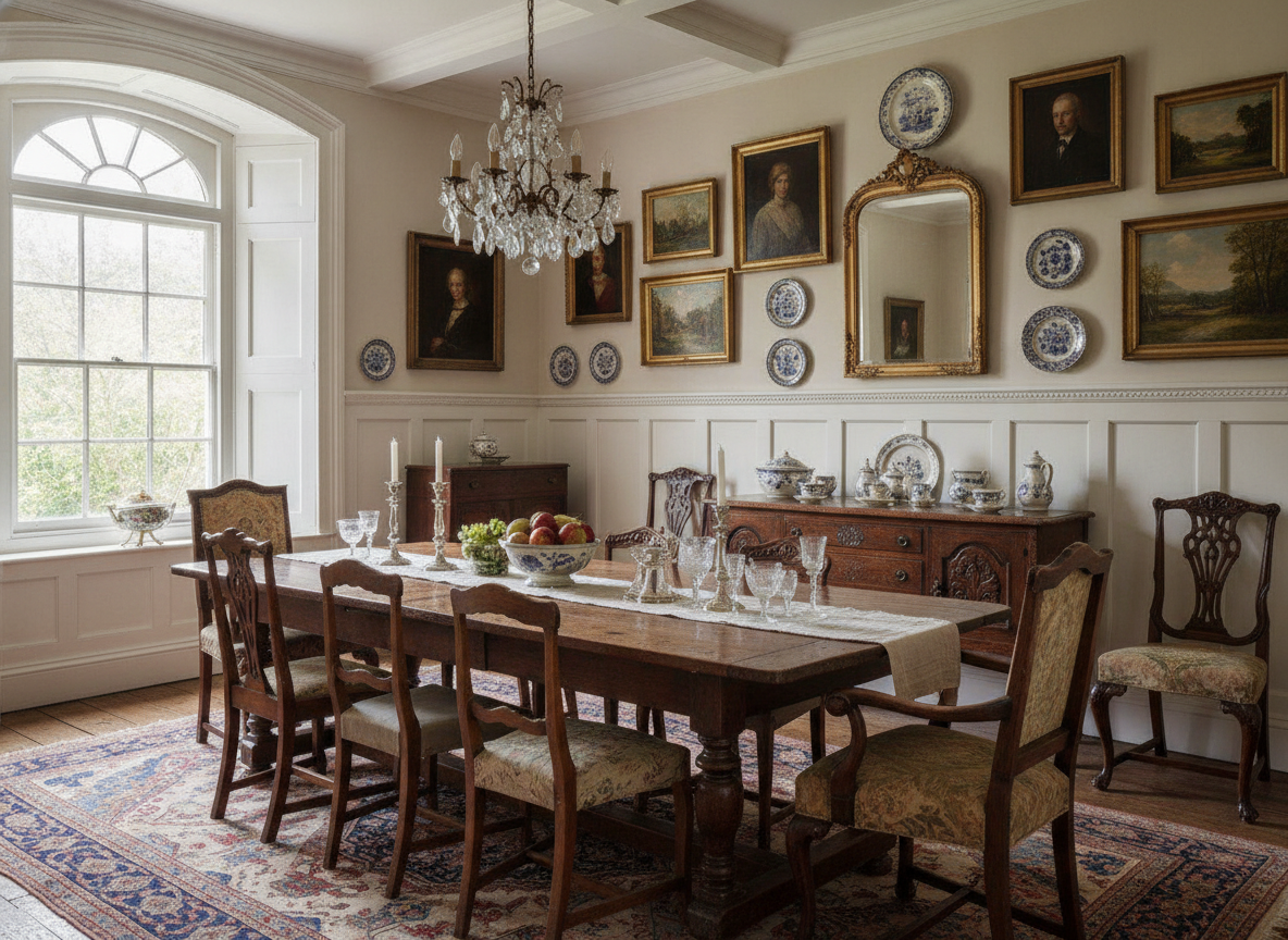 Eetkamer persoonlijk maken met klassieke wandpanelen en erfstukken